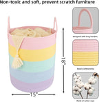 XUANGUO Rope Laundry Basket Hamper for Kids Girl, rainbow - Image 2