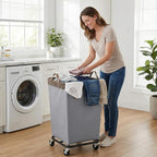 StorageWorks 160L Laundry Basket with Wheels, Rolling Hampers for Clothing - Image 2