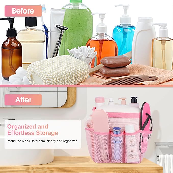Mesh Shower Caddy Portable - 9 Pockets for College Dorm Room Essential - Image 4