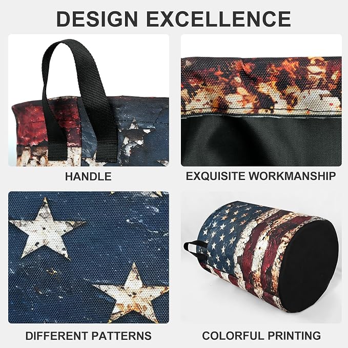 Flag Laundry Basket Foldable Oxford Laundry Hamper With Handle For Room Bathroom Bedroom - Image 3