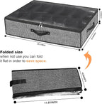 homyfort Under Bed Shoe Storage Organizer for Closet Fits 24 Pairs-Sturdy Underbed Shoe Storage Box Bins,Set of 2 (Linen-like Black) - Image 2