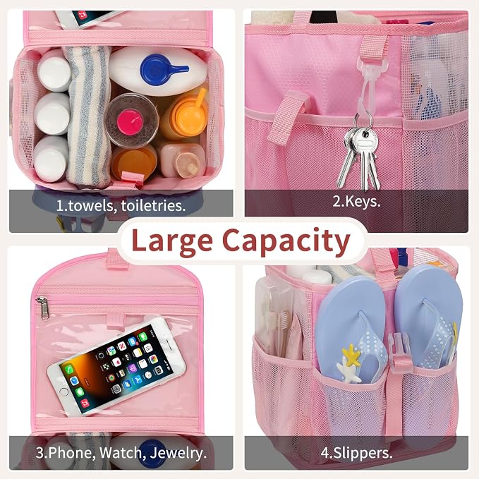 Hanging Mesh Shower Caddy Portable for College Dorm Room Essentials Pink - Image 5