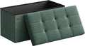 SONGMICS 30 Inches Folding Storage Ottoman Bench, Load 660 lb | Ottoman Foot Rest, Storage Chest, for Living Room, Entryway, Forest Green and Ink Black, MINOTA Collection ULSF047C01 by Unknown