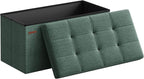 SONGMICS 30 Inches Folding Storage Ottoman Bench, Load 660 lb | Ottoman Foot Rest, Storage Chest, for Living Room, Entryway, Forest Green and Ink Black, MINOTA Collection ULSF047C01 by Unknown