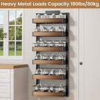 POKIPO 6 Tier Over The Door Pantry Organizer, 2-in-1 Door Hanging or Wall Mounted Spice Rack, Large Heavy Duty Pantry Door Storage Seasoning Shelves with Adjustable Basket for Kitchen Bathroom Closet - Image 8