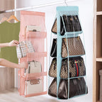 Lirex Handbag Hanging Purse Organizer for Closet, 8 Pocket Handbag Storage Organizer Hanger Oxford Cloth Closet Organizer for Family Closet Bedroom, Foldable and Universal Fit, Light Pink - Image 2