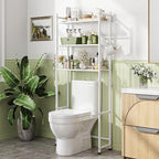 Simple Trending 3-Tier Over Toilet Storage Rack with Paper Holder & Hooks - Image 2
