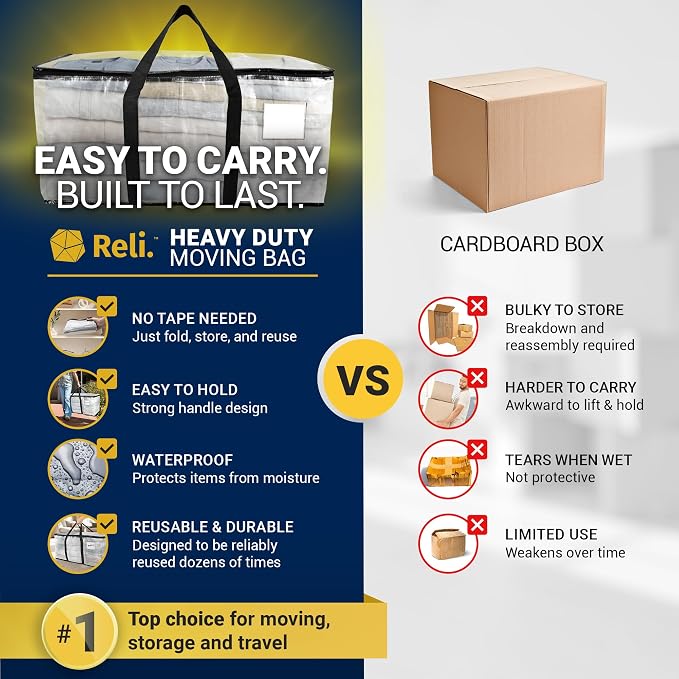 Reli. Moving Bags Heavy Duty (2 Pack) | Clear, Extra Large Totes - Image 5