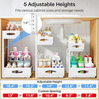 Under Sink Organizer, 2 Tier Pull Out Under Cabinet Organizer Shelf with Pad for Framed Cabinets, Metal Slide Out Under Sink Storage, Mesh Sliding Drawers for Kitchen Bathroom Laundry(White, 1 Pack) - Image 6