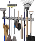 Garden Tool Organizer Wall Mount Broom and Mop Holder, 5 Adjustable Slots and 6 Hooks Utility Rack for Garage or Home Organization, 2-Pack by Stalwart by Stalwart