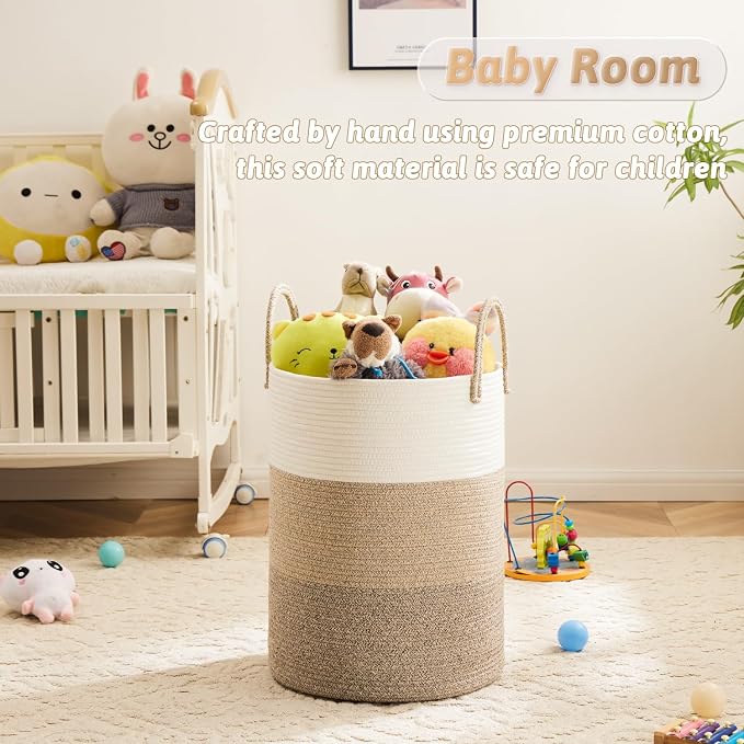 Artfeel Laundry Basket,Woven Cotton Rope Laundry Hamper,40L for Decorative Storage of Dirty Clothes,Toys and Blankets in Bathroom,Bedroom and Living Room - Image 3