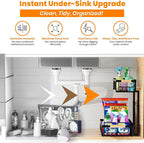 Under Sink Organizer, 2-Tier Pull-Out Cabinet Organizer – Adjustable Height, Left or Right Install – Smooth Slide-Out Drawers, Heavy-Duty Metal Rack for Kitchen & Bathroom, 1 Pack - Image 5