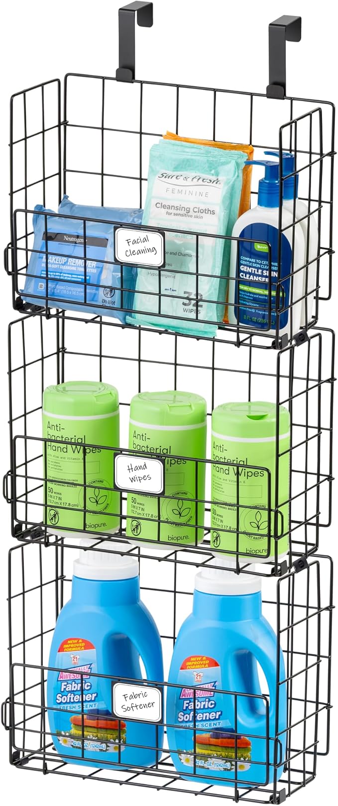 IRIS USA Over The Door Organizer, 3 Pack, Hanging or Wall Mount Wire Basket by IRISUSA