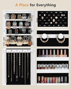 Nicetree Jewelry Cabinet Armoire, Hanging Jewelry Organizers and Storage, Lockable Jewelry Cabinet with Full-Length Mirror, Wall or Door Mount Jewelry Mirror Cabinet, Shelves, Polishing Cloth - Image 7