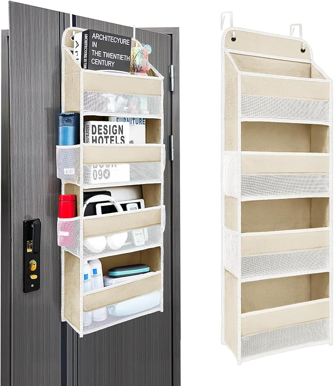 Over the Door Organizer 4 Shelves & 4 Side Pockets, Hanging Door Storage by Unknown