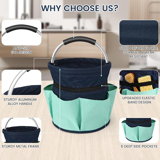 17L Cleaning Supply Caddy with Handle for Cleaning Supplies Organizer - Image 6