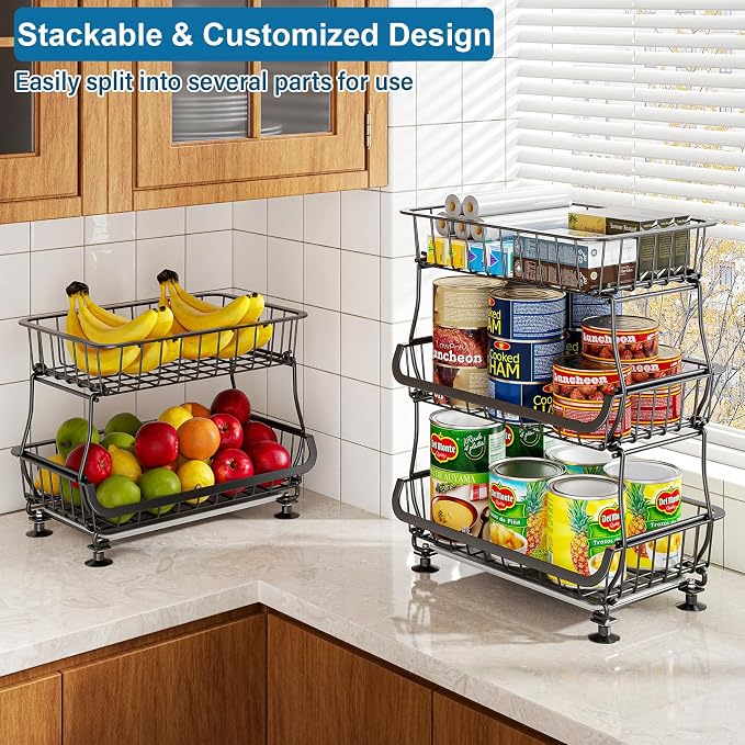OKZEST 3-Tier Rolling Pantry Floor Organizers and Storage Cart with Wheels - Image 7