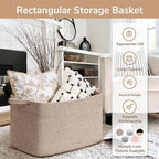 Goodpick 85L Large Woven Rope Blanket Basket, Rectangle, Brown - Image 7