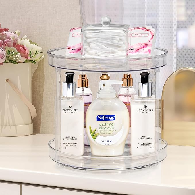 Sorbus Lazy Susan Organizer, Clear Turntable Organizer (2 Tiered) - Image 7