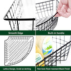 Leeden Lazy Susan Wire Storage Organizer Basket with Handle-Metal Cabinet Storage Bins -Kitchen Cabinet Organizer-1/4 Wedge Can Organizer Black (for 24" Lazy Susan, 4 Pack) - Image 5