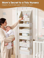 Criusia 2 Pack Over the Door Organizer, 6-Shelf Closet Hanging Storage with 13 Mesh Pockets, 55lbs Capacity Behind the Door Storage for Baby Nursery, Bathroom, Bedroom, and Dorm, Beige - Image 3