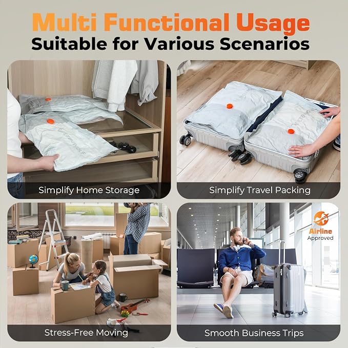 TENWOLF 10 Combo Vacuum Storage Bags for Travel with Wireless Pump - Image 7