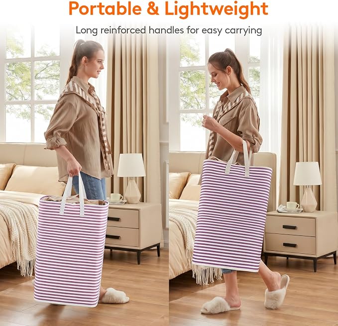 Lifewit 80L Large Laundry Baskets, 2 Pack, Reinforced Handles, Purple - Image 4