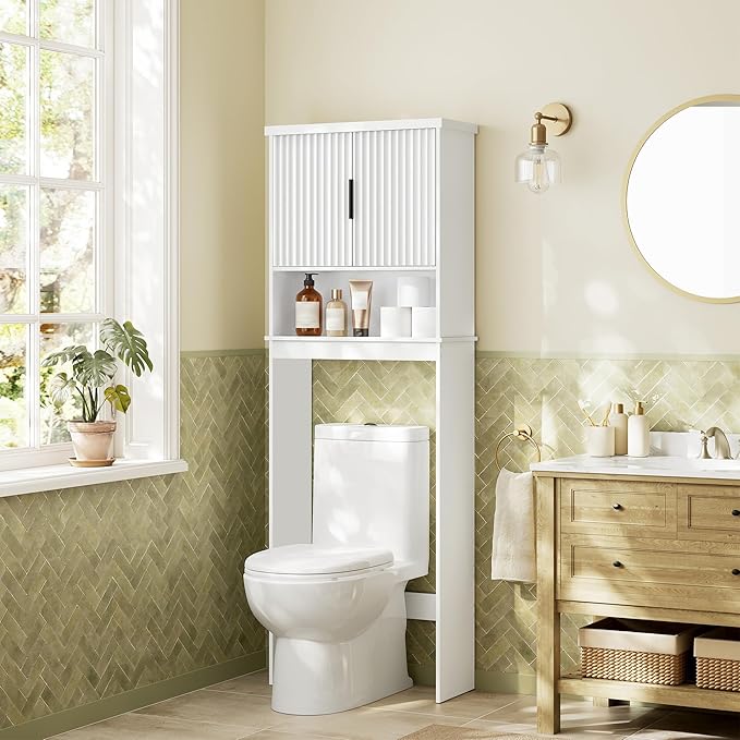 VASAGLE Over The Toilet Storage Cabinet, Doors, Adjustable Shelf, 23.6''W by Unknown