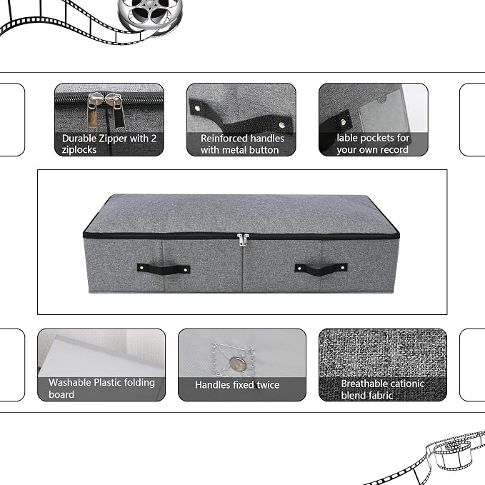 Under Bed Storage Bins with Lids, Closet Organizers, Foldable Under-bed Storage Baskets for Sheets, Clothes, Quilts, Sweaters, Wrapping Paper, 35x16.5x7inch, Black Gray, 2PCS - Image 6