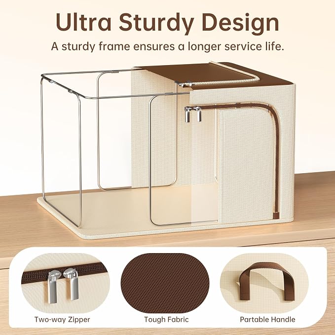 Clothes Storage Bins, 3 Openings, 100L, Brown - Image 5