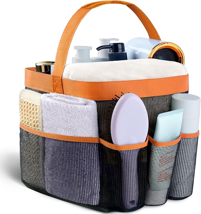 Mesh Shower Caddy Portable - 9 Pockets for College Dorm Room Essential by Attmu