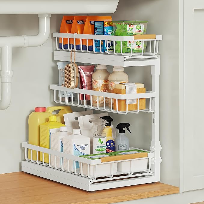 Under Sink Organizer and Storage 1 Pack 3 Tier Kitchen Bathroom Organizers by Aekenr