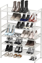 Simple Houseware 3-Tier Stackable Metal Panel Shoe Rack, White - Image 5