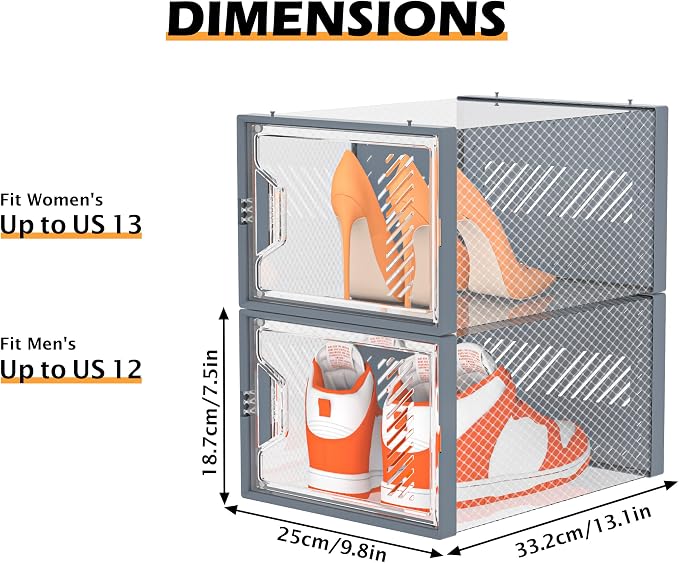 SIMPDIY XL Clear Shoe Storage Boxes, Stackable Shoe Organizer for Closet - Image 3