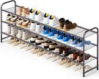 KEETDY Long 3 Tier Shoe Rack for Closet Wide Shoe Storage Organizer Stackable Metal Shoe Shelf for 24 Pairs Men Sneakers with Wire Grid for Closet Floor, Bedroom, Entryway, Bronze by KEETDY