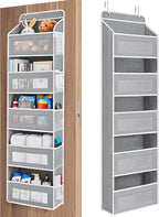 JARLINK Over the Door Organizer for Bedroom, Pantry, Bathroom, 5 Shelf Grey | Anti-Tilt Design, 44 lb Load Capacity, Hanging Door Organizer with 5 Large Capacity Pockets, Behind Door Storage for Nursery by JARLINK
