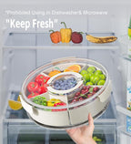 Divided Rotating Serving Tray with Lid and Handle, Portable Snackle Box for Fruits Snacks Veggie Charcuterie, Clear Lazy Susan Organizer and Fridge Storage Container for Adults Child (1PCS,12" L - Image 5