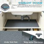 Under Sink Mats 14"x22" for Kitchen, Silicone Waterproof Liner, Sink Silicone Tray with Drain Hole, Storage and Organizers, Cabinet and Counter Protector,Litter Mat, Pet Cat Puppy Essentials - Image 5