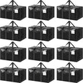 12 Pack Extra Heavy Duty Large Moving Bags with Strong Zipper, Black | Comfortable Handles, Sturdy & Durable Clothes Storage Bags Totes Bins, Blue Packing Moving Boxes for College Supplies by Fygrip