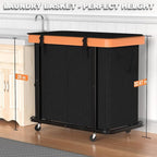 Laundry Basket with Wheels, 230L Leather Patchwork Laundry Sorter 3 Section - Image 5