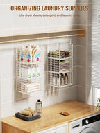 6 Tier Closet Hanging Organizer, Metal Closet Organizers and Storage with 4 Hanging Hooks 4 S-Hooks for Wardrobe Laundry Room, Wire Storage Shelf for Clothes Sweaters Pants (White) - Image 6
