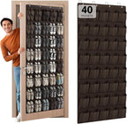 40-Pocket Over the Door Shoe Organizer - Large Mesh Pocket Hanging Shoe Organizer,Behind the Door Shoes Storage Holder Hanger (Coffee color) by Unknown