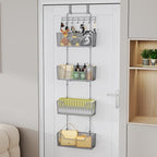 HapiRm Over The Door Organizer - Hanging Door Organizer with 4 Metal Large Capacity Baskets and Adjustable Coat Hook for Bathroom Bedroom Kitchen Pantry Closet Cabinet - Image 2