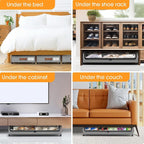 Under Bed Storage with Wheels 3Pack Storage Containers with Clear Window | Under Bed Drawers Rolling Under Bed Storage for Clothes,Shoes, Blankets (30.71 x 16.93 x 6.69 in, Light Grey) - Image 7