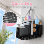 YASONIC Double Handles Mesh Shower Caddy Portable for College Dorm Essentials, 8 Pockets Large Capacity Shower Organizer for Girls, Quick-Dry Hanging Toiletry Bag for Bathroom Travel, Black&Grey - Image 4