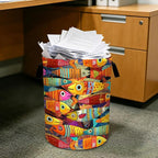 Colorful Fish Laundry Basket Foldable Laundry Hamper With Handles Clothes Storage Bucket Organizer Laundry Bag For Bedroom Bathroom Laundry Storage 19.6 x 15.7 - Image 7