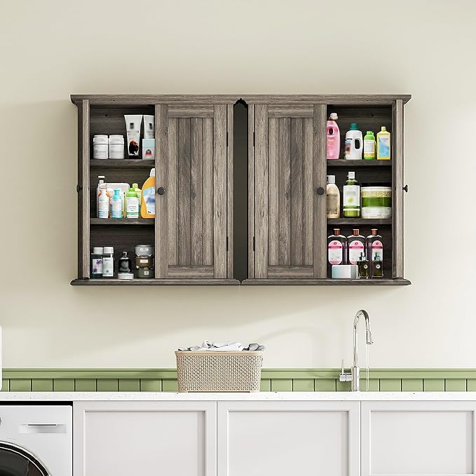 ChooChoo Bathroom Wall Cabinet with 2 Doors, Over The Toilet, Farmhouse - Image 6