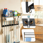 Broom Holder Wall Mount with Paper Towel Holder& Removable Anti-fall Basket - Image 7