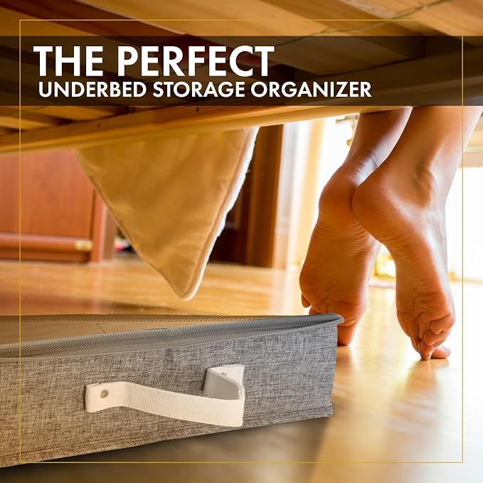 HOMELUX THEORY Under Bed Storage, Low Profile 2pc with Lid, Light Gray | Slim fit for low-clearance beds & couches, Fits seasonal clothes, blankets & shoes, Bins with lids, Space-saving storage - Image 8