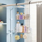 HapiRm Hanging Shower Caddy Organizer - No Drilling Shower Organizer with Hooks, Rustproof & Waterproof 304 Stainless Steel Bathroom Shelves - Silver - Image 8